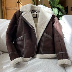 Abercrombie & Fitch Sherpa Lined Vegan Leather Jacket